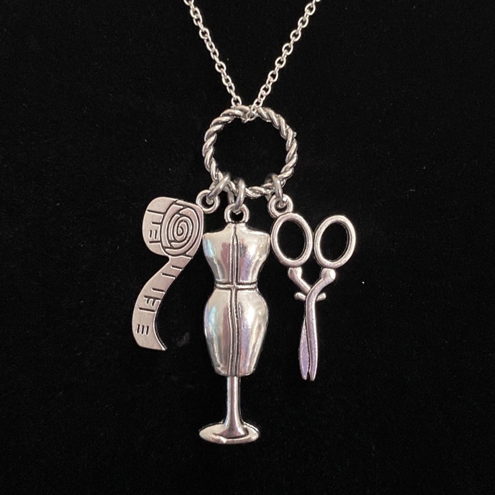 Seamstress Charm Necklace Sewing
